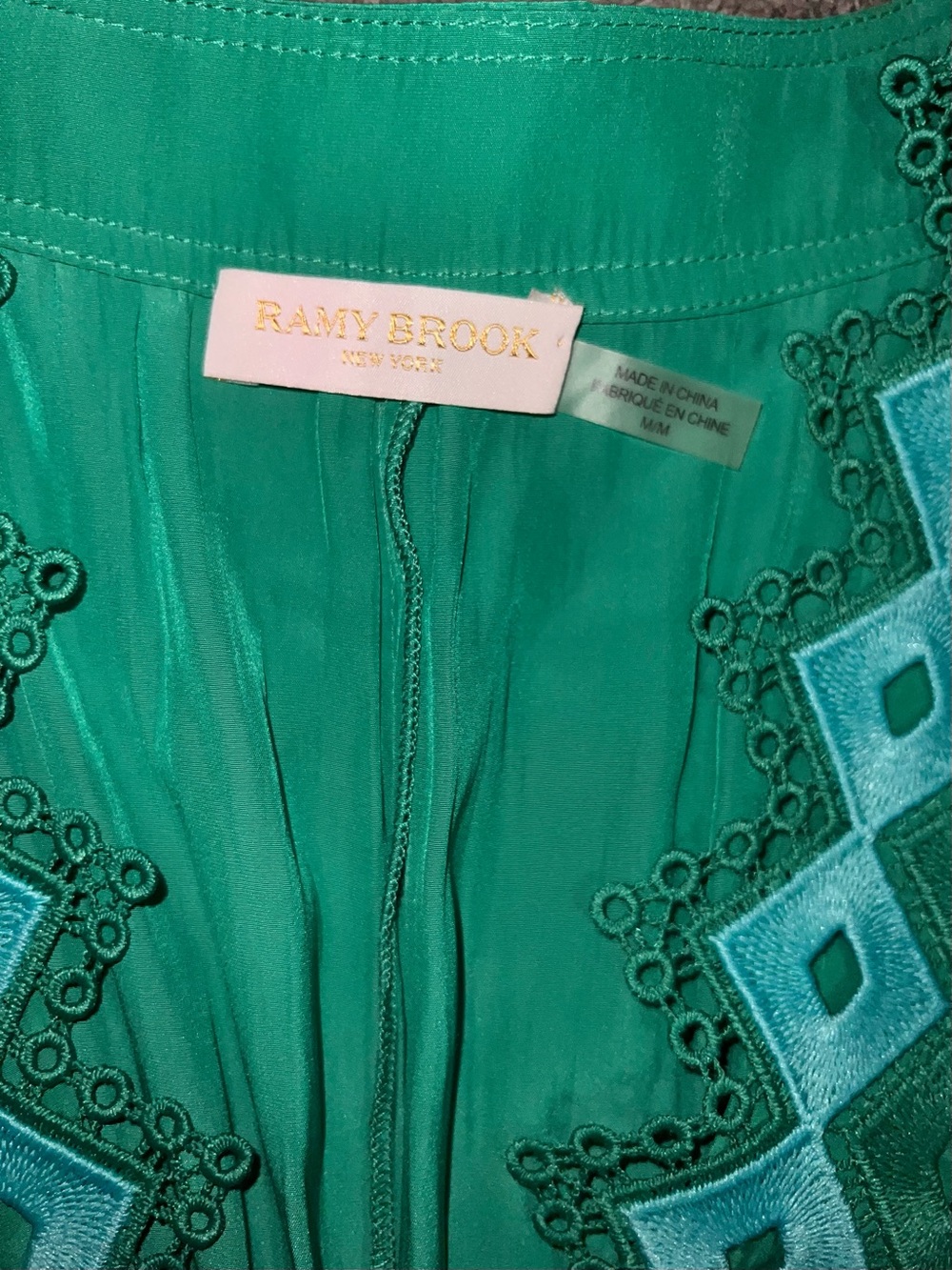 Ramy Brook Kynlee Embellished Blouse Color Sea Green Size M - Picture 7 of 11